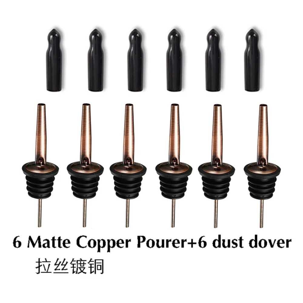 Bottle Stopper Set - ชุดอุปกรณ์รินไวน์สแตนเลส 6 ชิ้น ฝาปิดขวดพร้อมจุกจ่ายไวน์ ฝาปิดขวดแบบรินเร็ว อุปกรณ์เสริมสำหรับบาร์ไวน์