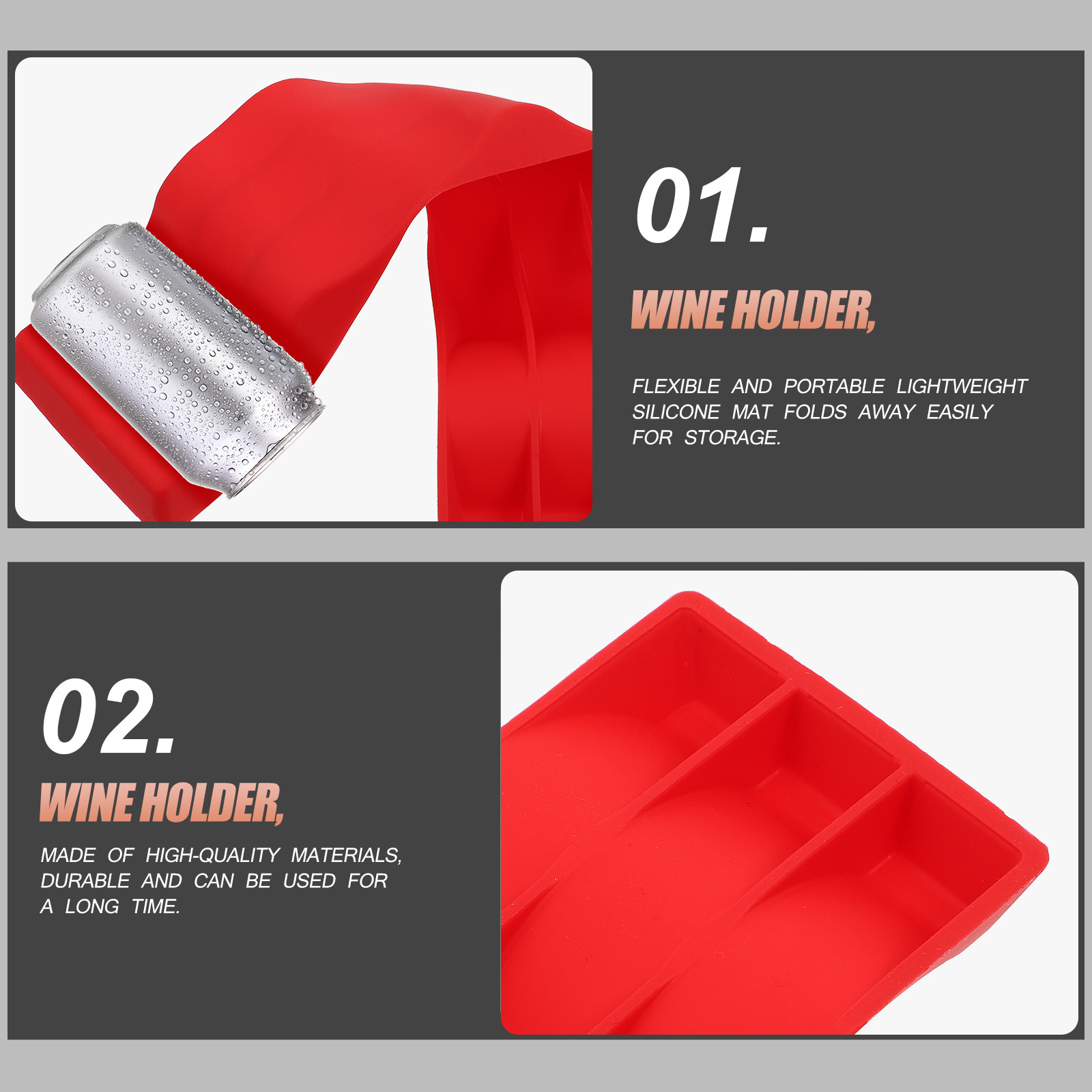 Wine Beer And Liquor - ที่วางขวดไวน์ซิลิโคนแบบพับได้ 1 ชิ้น รูปทรงปิรามิด สำหรับขวดไวน์แดง เบียร์