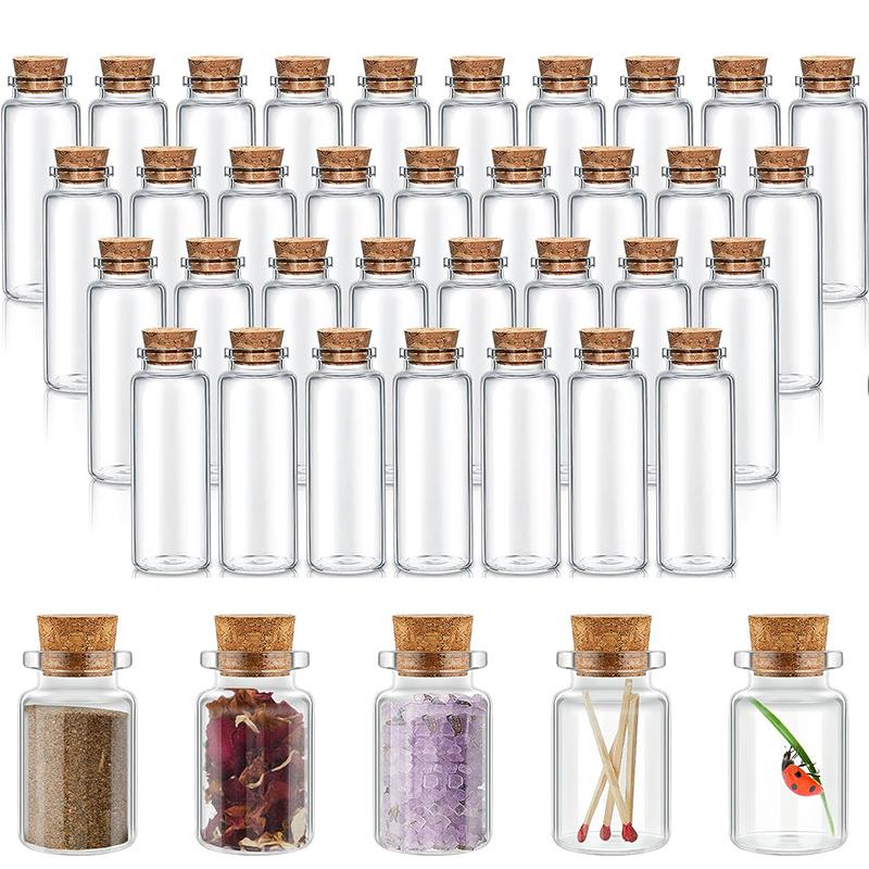 Bottle Stopper Set - 10Pcs ขวดแก้วใส Cork Stopper Jars งานแต่งงานขวด0.5-5Ml