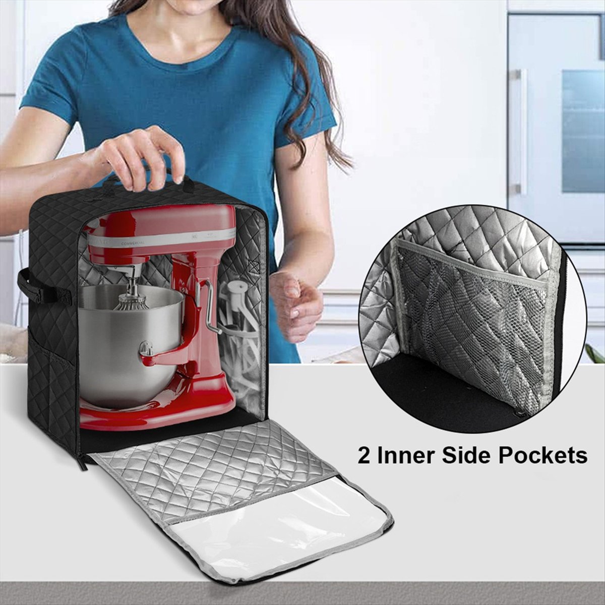 Kitchenaid Mixer Hand Mixer - 【สินค้าขายดี】ฝาครอบเครื่องผสมอาหารแบบตั้งโต๊ะ พร้อมถุงเก็บสำหรับเครื่องผสมอาหารขนาด 5/4.5 ควอร์ต สำหรับอุปกรณ์เสริมและอุปกรณ์ต่อพ่วงของเครื่องครัวขนาดเล็ก