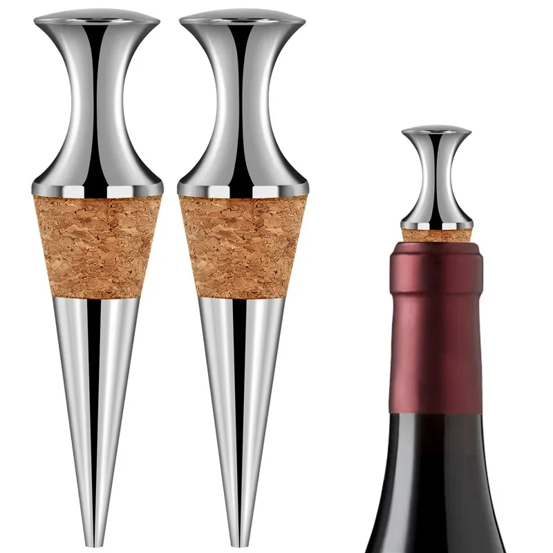 Bottle Stopper Set - จุกปิดขวดแบบพกพา 2 ชิ้น/ชุด จุกปิดขวดไวน์โลหะ ใช้ซ้ำได้ ปิดผนึกอย่างดี