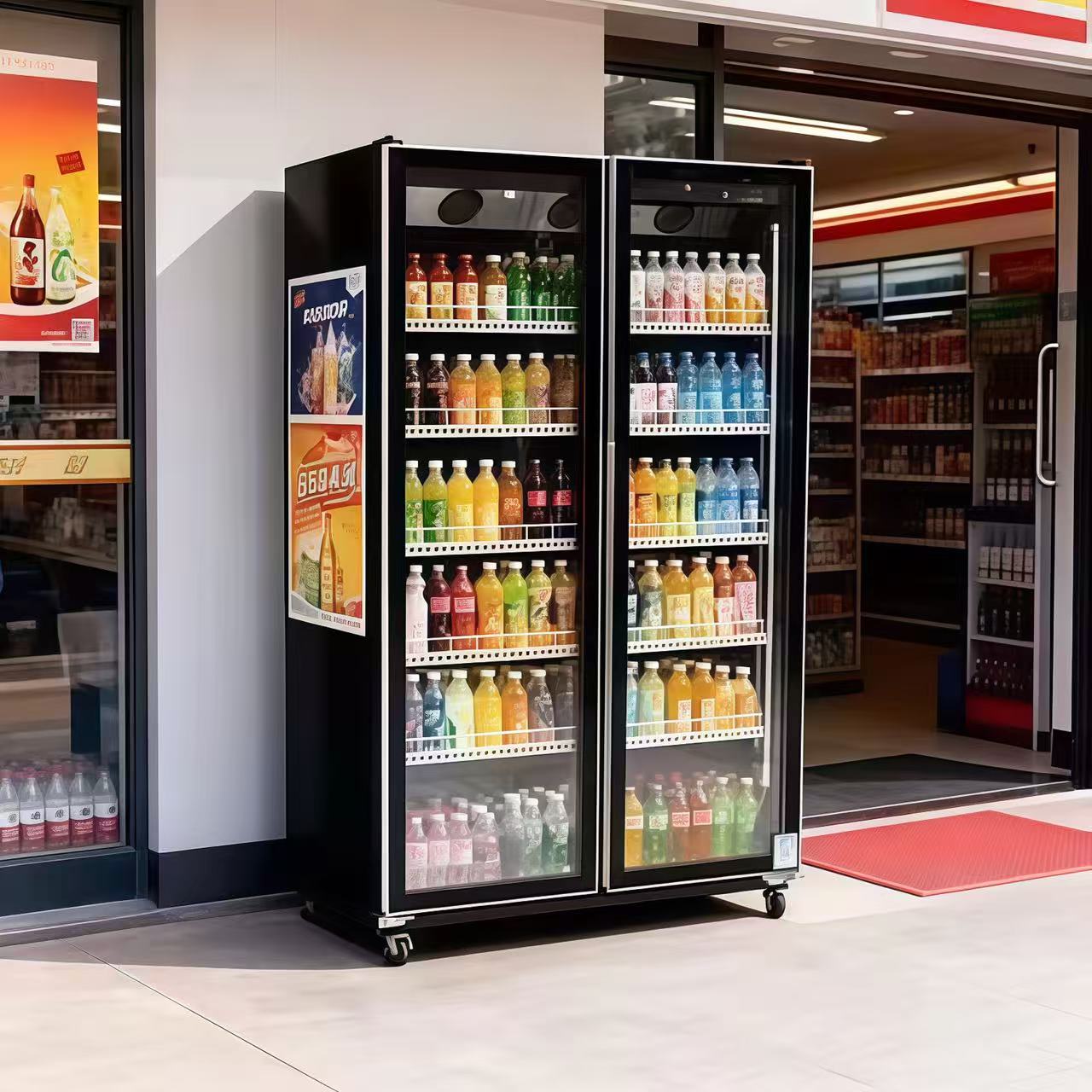 Beer & Wine Jockey Plaza Shopping - ตู้แช่เครื่องดื่มแบบประตูคู่ ระบบทำความเย็นด้วยอากาศ ปรับอุณหภูมิได้สำหรับเบียร์ ตู้แช่เครื่องดื่มแอลกอฮอล์แบบบริการตนเอง