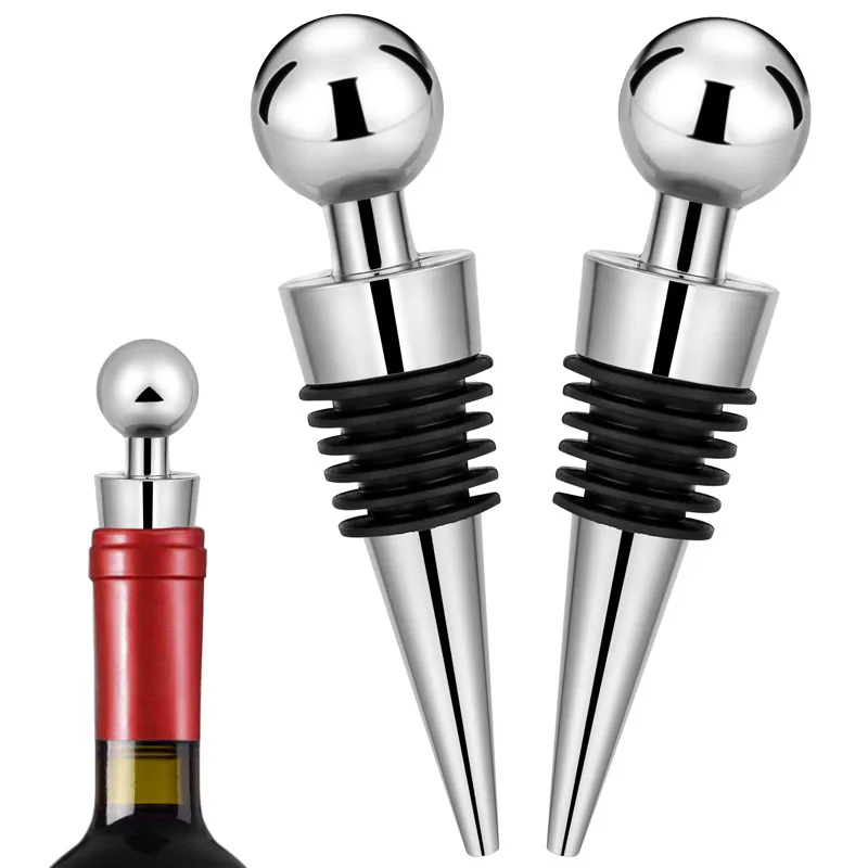 Bottle Stopper Set - จุกปิดขวดเงิน 2 ชิ้น/ชุด รูปทรงกลม สำหรับเก็บแชมเปญ อุปกรณ์เสริมบาร์ในบ้าน