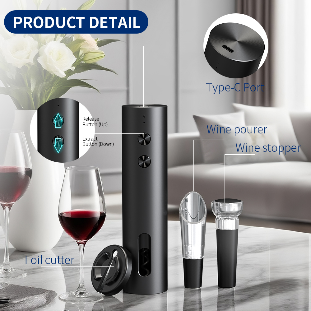 ชุดเปิดขวดไวน์ไฟฟ้า 4-in-1 ชาร - Bottle Stopper Set บทวิจารณ์และราคา