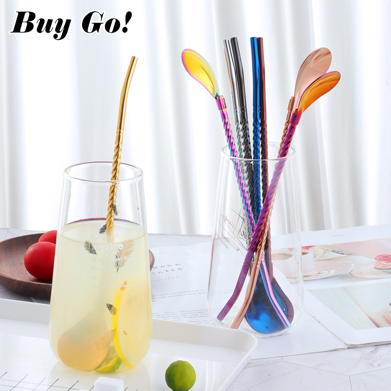 1PC ยาว Twisted ช้อนทองแบบพกพา - Bar Spoon Twisted บทวิจารณ์และราคา