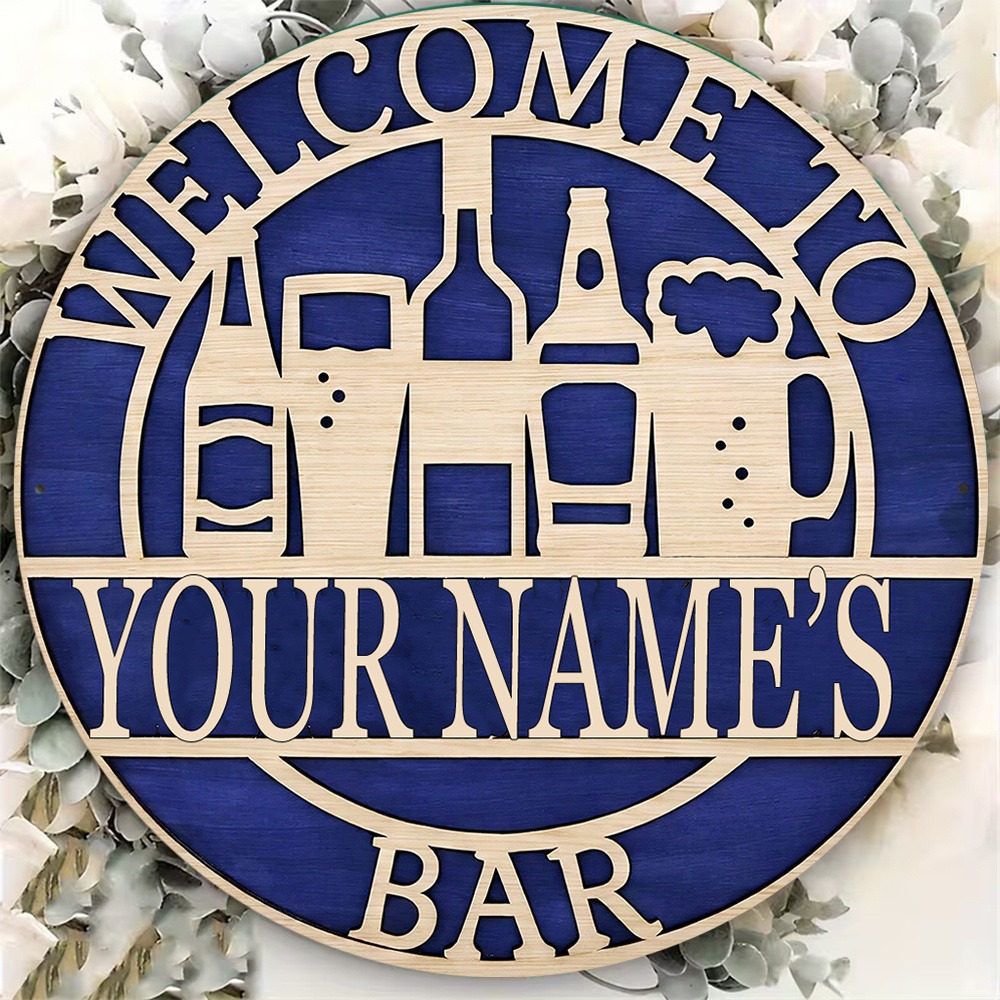 [2D Flat] ป้ายไม้ทรงกลมแบบเจาะ - Wine Beer Name บทวิจารณ์และราคา