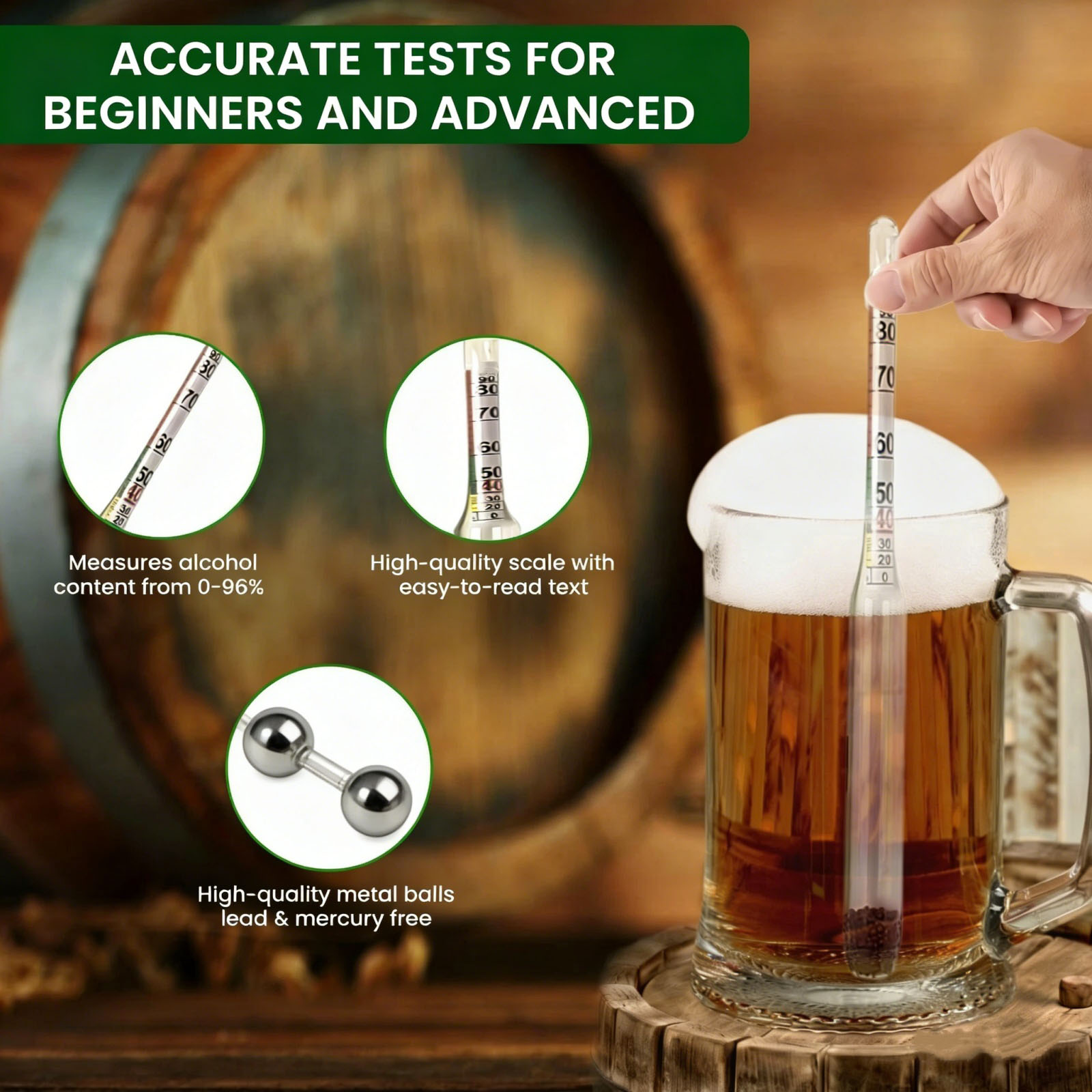 ไฮโดรมิเตอร์แก้ววัดแอลกอฮอล์ 0 - Wine Beer And Mead บทวิจารณ์และราคา